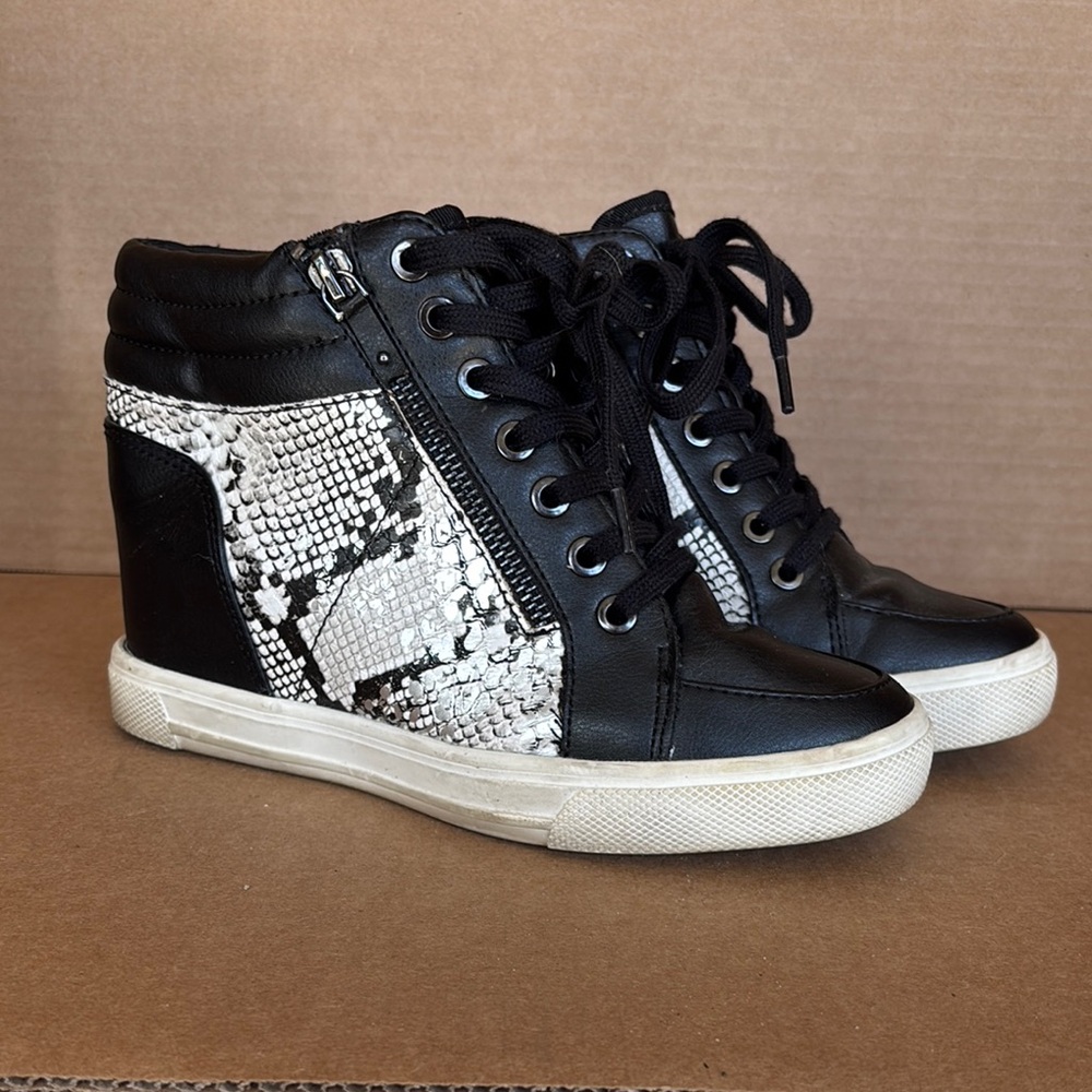 Aldo Black and White Hidden Wedge Sneakers